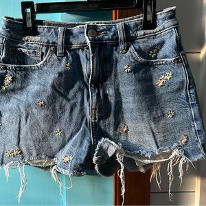 american eagle flower jean shorts